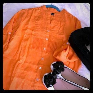 French linen shirt . Orange